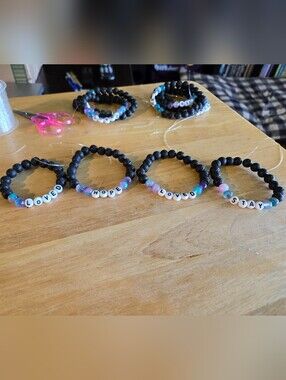 Custom Lava Stone Bracelet, Elasticated, Handmade, Perfect Personalized Gift